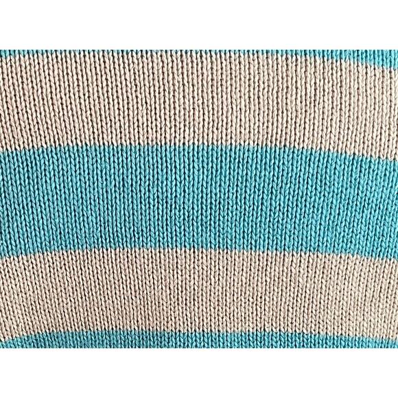 Christopher & Banks Blue, Beige Ramie/Cotton Crewneck Sweater Heart Stripes S - Picture 5 of 11